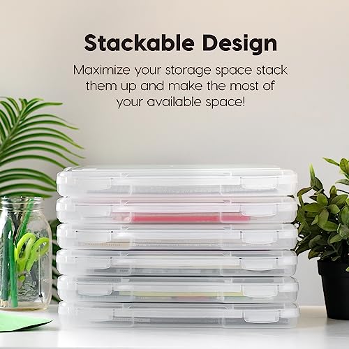 IRIS USA Board Game Storage |Made in USA| Slim Craft Case (4-Pack) - Clear | Fits 8.5" x 11" & A4 Paper, Organizers with Built-In Handle & Snap-Tight Lids, Containers for Puzzles, Art & Scrapbooking - size: 4 Pack