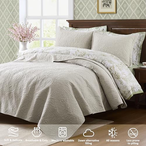 WDCOZY Paisley Quilt Set Oversize King Size, Light Beige Matelasse Lightweight Bedspread, Soft Farmhouse Rustic Coverlet, Spring Summer Thin Comforter, Country Bedding, 116x106 inches, 3 Pieces - color: Wheat, size: Cal King (116"x106")