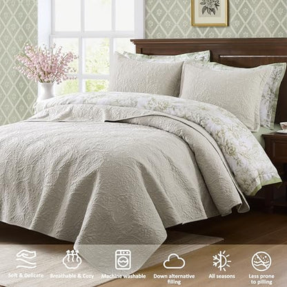 WDCOZY Paisley Quilt Set Oversize King Size, Light Beige Matelasse Lightweight Bedspread, Soft Farmhouse Rustic Coverlet, Spring Summer Thin Comforter, Country Bedding, 116x106 inches, 3 Pieces - color: Wheat, size: Cal King (116"x106")