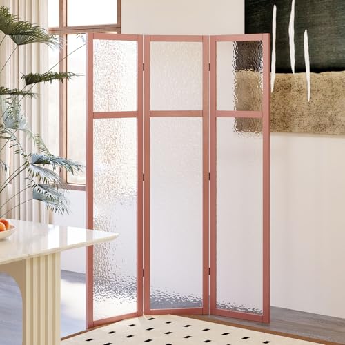 Acrylic Room Divider, 4-Panel Freestanding Partition Screen, Frosted Translucent Privacy Panel - Lightweight Modern Divider for Home Office Studio (Rose Gold, 4 Panels) - color: Rose Gold