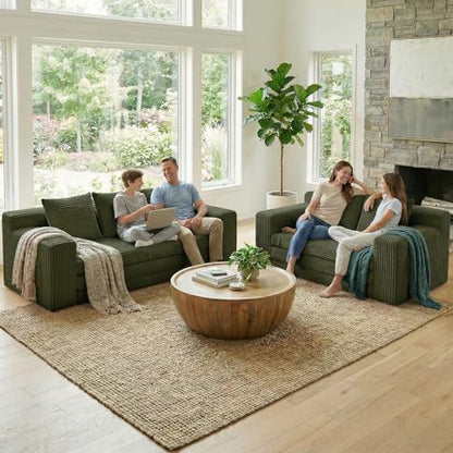 Boneless Loveseat Sleeper Sofa Bed: 3-in-1 Convertible Sofa Bed with Side Pockets & Handle,Pull Out Couch with 2 Pillows,Folding Futon for Small Space,Living Room & Bedroom,Green - color: A-green, size: 2 Seater Sofa