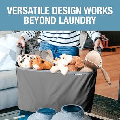 CleverMade Collapsible Laundry Basket LUXE, 60L Pop-Up Hamper 2 Pack, Cream | Elevate Open-Room Laundry Storage | Cotton-Blend Fabric and Vegan Leather Add Polish, While Each Basket Holds 55 lb - color: Cream Herringbone