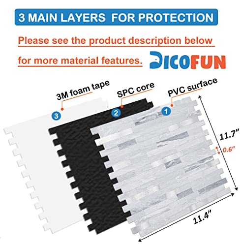 DICOFUN 10-Sheets Peel and Stick Backsplash Wall Tile, Faxu Stone PVC Mixed Metal Kitchen Backsplash Peel and Stick in Light Grey - color: Light Grey and Metal Silver, size: 10 Sheets, 12’’x12’’x0.12’’