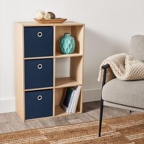 6 Cube Modular Storage Organizer Spring Pine Open Bookshelf Cabinet | Wood Cube Shelving Unit for Bedroom Living Room Office, 6 Compartment Open Cubby Display Storage Rack