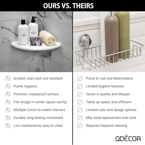 Decor Corner Shower Shelf, Shower Shelf for Inside Shower Tiled Walls, Bathroom Shower Corner Storage, 9 Inch Corner Shelf Shower Caddy Classic Flatback, Gray Matte | 9 Inch