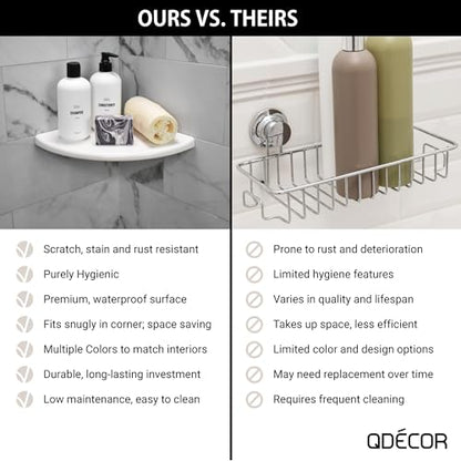 Decor Corner Shower Shelf, Shower Shelf for Inside Shower Tiled Walls, Bathroom Shower Corner Storage, 9 Inch Corner Shelf Shower Caddy Classic Flatback, Gray Matte | 9 Inch