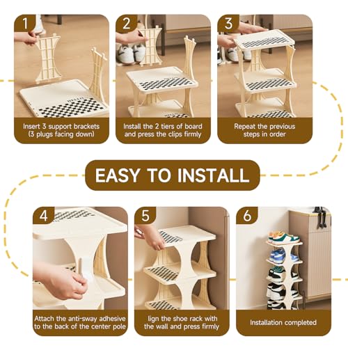 UFORU Vertical Shoe Rack 9 Tier,Narrow Free Standing Shoe Organizer | Shoe Shelf for Dorm,Narrow Shoe Rack for Closet,Entryway,Tall Stackable Plastic Shoe Organizer for Small Spaces,Easy Assembly