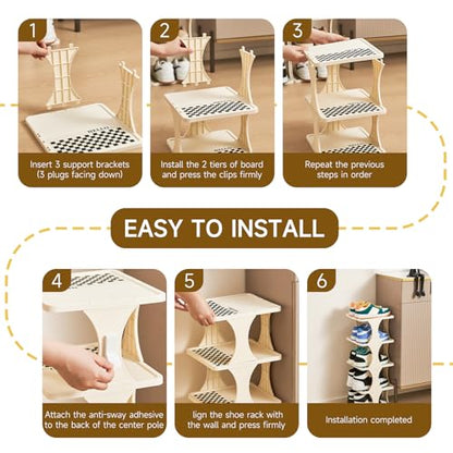 UFORU Vertical Shoe Rack 9 Tier,Narrow Free Standing Shoe Organizer | Shoe Shelf for Dorm,Narrow Shoe Rack for Closet,Entryway,Tall Stackable Plastic Shoe Organizer for Small Spaces,Easy Assembly