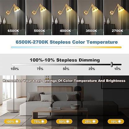 GOODATE Plug in Wall Sconces Set of Two with Remote, Stepless Colors 2700K-6500K & Stepless Dimming, Premium Golden Finish, Plug in Wall Light with Night Light & Timer, LED Bulbs Included - size: Gold-2 PACK(Bulbs+Remote)