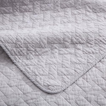 Wistown Cotton King Bedspread Quilt Bedding Sets, Grey | 3 Pieces Reversible Lightweight Soft Coverlets Comforters, All Seasons, Weave Stitching Pattern - color: Grey Weave Pattern, size: King (98 by108inch)