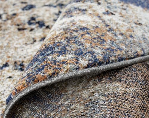 Keen Home Design Area Rugs - 63" Round Non-Shedding, Thick Pile Abstract Rugs for Kitchen, Living Room, Bedroom, Dining Room, Entryway - Size: 5'3" Round, Skies Multi - color: Skies Multi, size: 5'3" (Round)