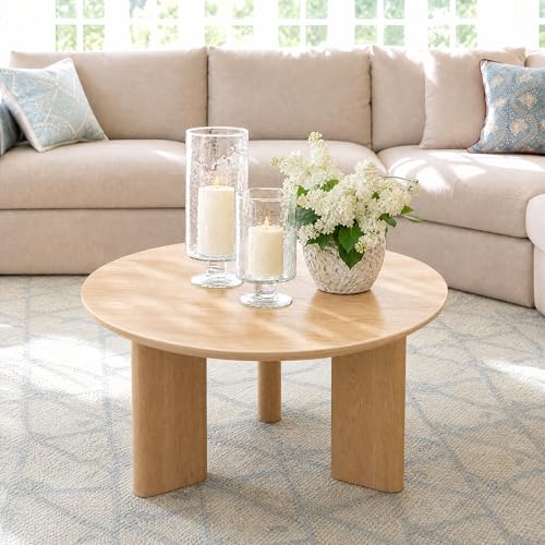 Nesting Coffee Table Set of 2, Wood Look, Round Side Tables | 1.2" Thick Top, Versatile Nesting Tables for Living Room, Apartment, or Office. Sturdy MDF, Space-saving Design - color: Natural Wood