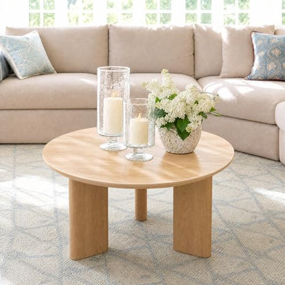 Nesting Coffee Table Set of 2, Wood Look, Round Side Tables | 1.2" Thick Top, Versatile Nesting Tables for Living Room, Apartment, or Office. Sturdy MDF, Space-saving Design - color: Natural Wood