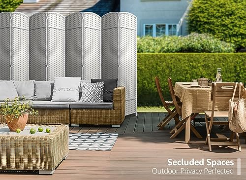 Sorbus 8 Panel Room Divider 6 ft. Tall - Privacy Screen, Extra Wide Double Hinged Panels, Mesh Hand-Woven Design, Partition Room Dividers and Folding Privacy Screens, Wall Divider for Room Separation - color: White, size: 8 Panel