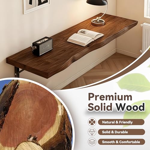 Wall Mounted Folding Table Desk，Multifunctional Solid Wood Folding Floating Wall Desk Fold Down Shelf, for Small Space Kitchen & Dining Room Computer(Plate Thickness 1.18, W47.2” X D17.7”) - color: Plate Thickness 1.18, size: W47.2” X D17.7”