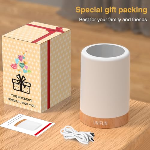 UNIFUN Baby Nursery Night Light Touch RGB Dimmable Bedside Table Lamp | Easy Touch Control for Parents，Eye-Safe Lighting for Babies，Perfect Baby Nursery Night Light，Gift Packing for all Holiday Use - size: Taller Size