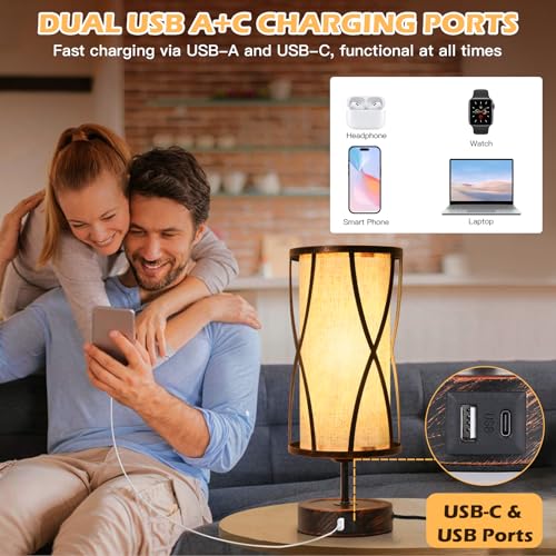 Distressed Table Lamps for Living Room, 3 Way Dimmable Touch Lamps, Small Bedside Lamps with LED Bulbs, USB Ports C+A, Nightstand Lamp for Kids Room, Bedroom, Office (1 Pack Iron) - size: 1 Pack Iron