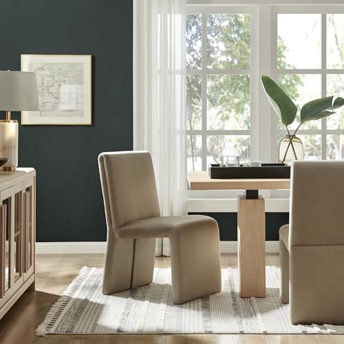 Modway Emory Upholstered Dining Side Chair in Taupe - Single Armless Slipper Chair - Padded Performance Velvet Accent for Dining Room, Kitchen - color: Taupe