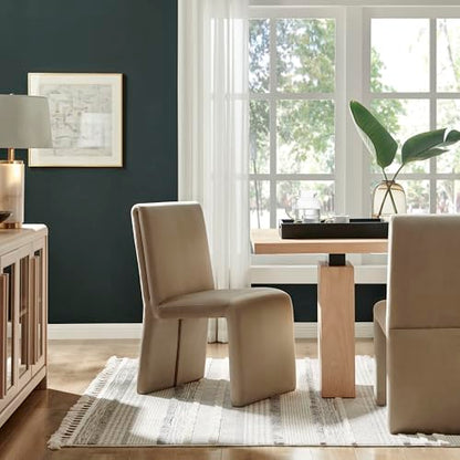 Modway Emory Upholstered Dining Side Chair in Taupe - Single Armless Slipper Chair - Padded Performance Velvet Accent for Dining Room, Kitchen - color: Taupe