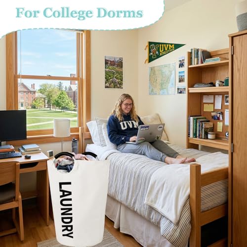 WOOHA 125L Large laundrybasket,Collapsible laundry hamper, Tall Clothes Baskets Folding Washing Bin Foldable Fabric Hamper Bags for Bedroom, Closet,Bathroom,College,laundry bag,beige - color: Beige, size: 125L-XXXL