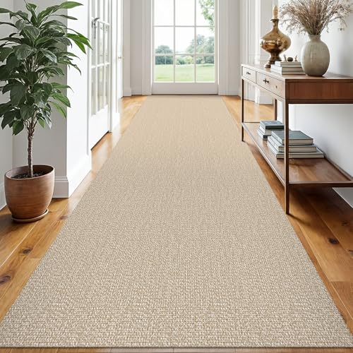 Washable Runner Rug, Non Slip Hallway Runner, 3x16 Ft, Sand/Beige | Washable Braided Runner Carpet, Non Slip Rubber Dot Backed, For Hallway, Kitchen, Entryway, Bedroom, Laundry Room, Foyer - color: Sand/Beige, size: 3' x 16' (Rectangular)