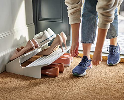 Joseph Joseph Shoe-In 2-Tier Space-saving Shoe Rack Organiser, holds up to 6 pairs, Ecru - size: Large