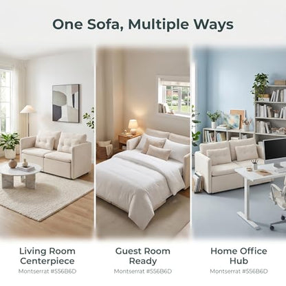 HNY 56.5" Modern Loveseat Sofa, Beige | 2-Seat Button Tufted Love Seat, Deep Seat Chenille Fabric With Pillow, Small Couch for Bedroom, Apartment, Home Furniture - color: Beige, size: Loveseat