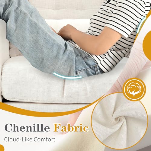 Modern Accent Chair, Upholstered Armchair with Pillow, Fabric Single Sofa Chair with Lounge Seat and Wood Legs Accent Chair for Living Room Bedroom Small Spaces (Beige, Set of 2) - color: Beige, size: Set of 2