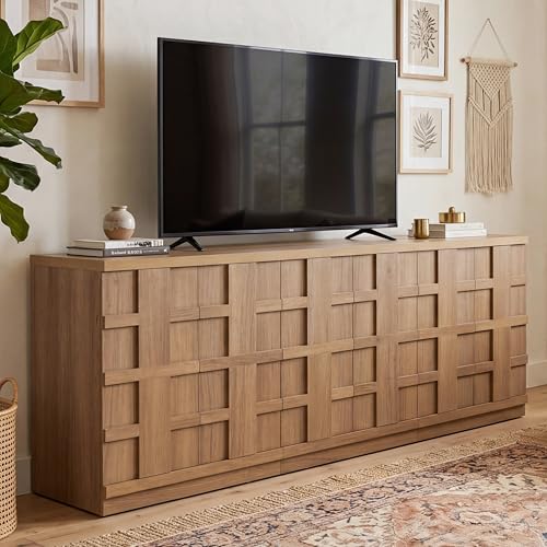 VividVibe Sideboard Buffet Cabinet with Storage, 62.6”W Credenza Storage Cabinet, Large Cabinet with 6 Compartments, Console Table for Dining Room, Kitchen, and Living Room, Entryway (Brown Oak) - color: Brown Oak