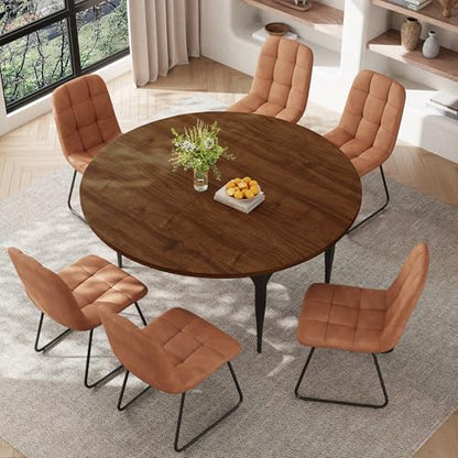 HIPIHOM Expandable Folding Dining Table Set, 55-Inch Round to Square Table, Metal Frame, for Dining Room or Apartment (Round Table) - color: Round Table