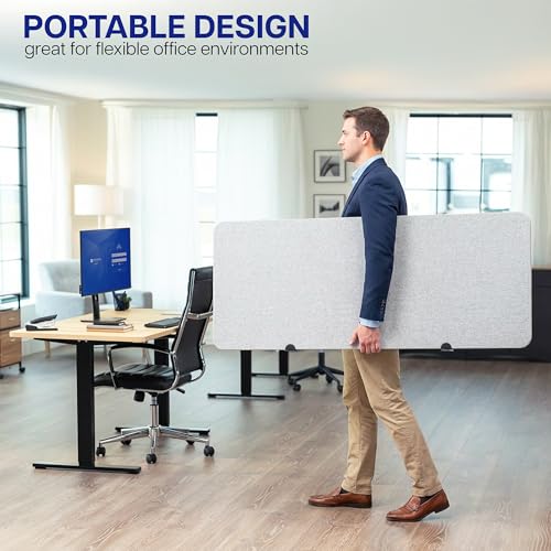 VIVO Gray 60 x 24 inch Privacy Panel, PP-1-V060G-S | Screw-in Sound Absorbing Cubicle Desk Divider, Acoustic Partition - size: 59"