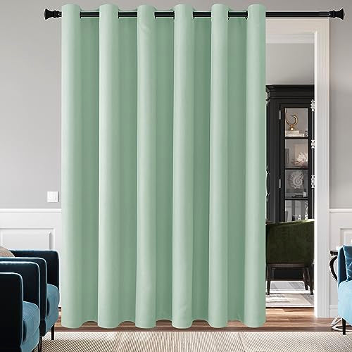 DWCN Blackout Curtain Panel for Bedroom - Thermal Insulated Energy Saving Grommet Blackout Drapery for Patio Door, Room Divider Big Long Curtain, Aqua, W100 by L84, 1 PC - color: Aqua, size: 100"W x 84"L (Pack of 1)