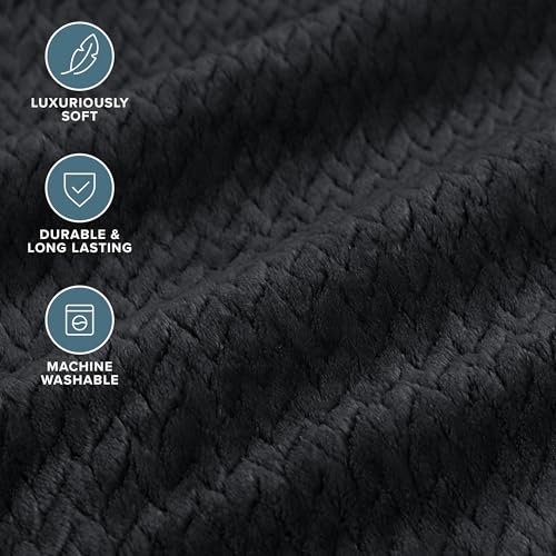 Bare Home Fleece Blanket Luxury Microplush (Full/Queen, Chevron Black) | Ultra-Soft Lightweight Blanket for Bed, Sofa, and Couch, Cozy & Warm Blanket - color: 29 - Chevron Black, size: Full/Queen
