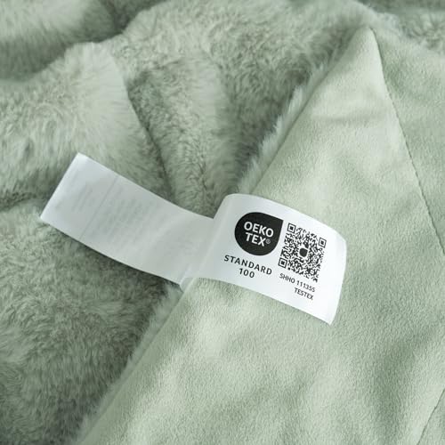 Cozy Bliss Deluxe Sheared Rabbit Faux Fur Throw Blanket, Soft Fuzzy High-Low Sculpted Plush Blanket for Couch, Cozy Home Accent, All Season Use, Green 50"x60" - color: Stripe - Green, size: Throw(50" x 60")