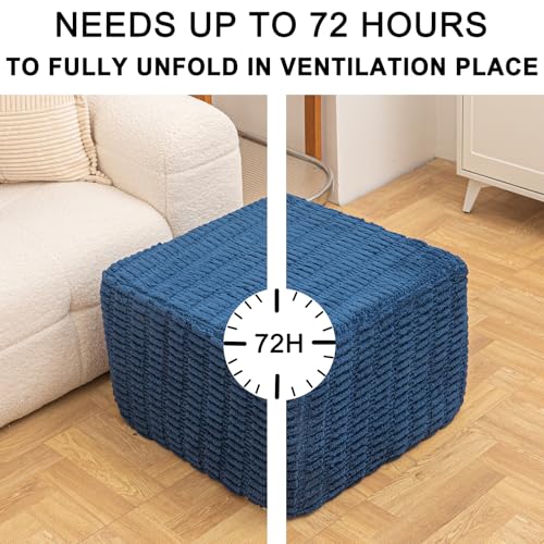 Square Ottoman Foot Rest, Navy Blue, 20x14 In,Modern Footstool,Coffee Table | Footstool Ottoman,Stuffed Pouf Ottoman,All-One Foam Filler, Footrest,Beanbag Chair,Floor Pouf for Living Room Wedding Bedroom - color: Navy Blue