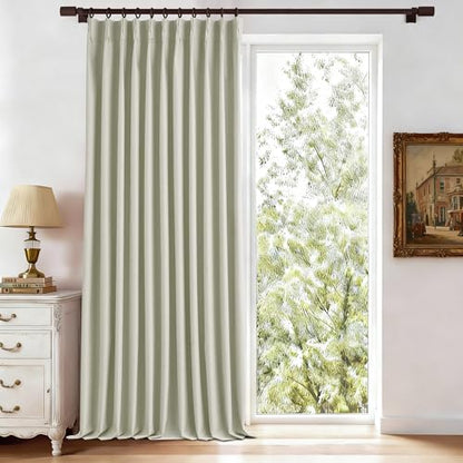 72 Inch Width 100% Blackout Pleated Curtains 102 Inches Long Beige | Extra Wide, Faux Linen Pinch Pleat Drapes, 8.5 Foot, Living Room Bedroom, Room Darkening, Thermal Insulated, Hooks, 1 Panel - color: Beige, size: 72"W x 102"L (Pack of 1)