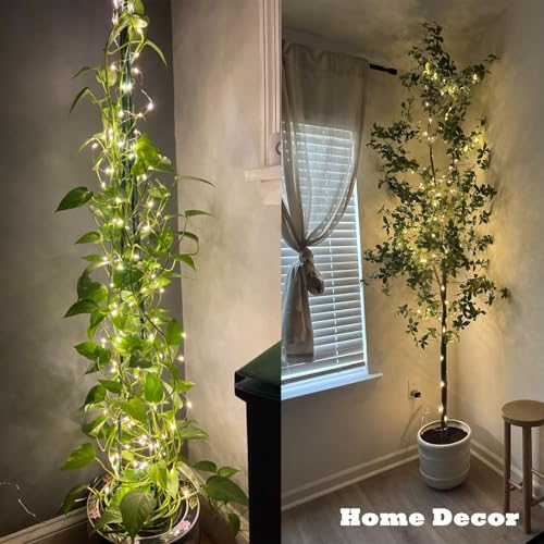 USB Fairy Lights, 2 Pack 33Ft 100 LED, Flexible Silver Wire Mini String Lights for Bedroom Wedding Christmas Decor, DIY Crafting, Warm White