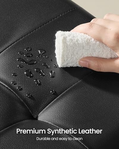 SONGMICS Storage Ottoman, Cube Ottoman with Legs, 15 x 15 x 15.7 Inches, Footstool, Footrest, 10 Gal. (37 L), Synthetic Leather, for Bedroom, Living Room, Dorm, Ink Black ULSF0512B02 - color: Ink Black