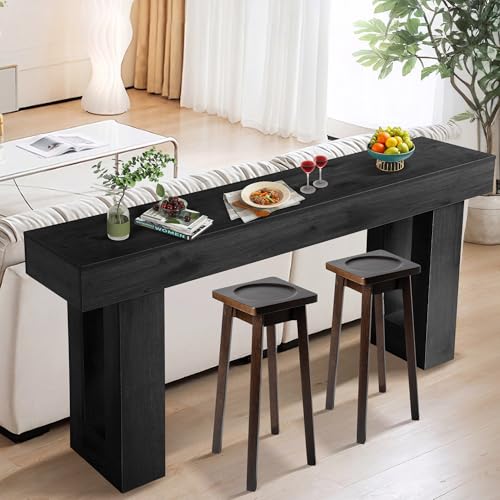 Grepatio Long Console Table for Entryway, 63 Inch Entryway Table | Narrow Sofa Behind Couch Table, Farmhouse Wood Entry Tables for Entrance, Hallway, Living Room, Home (Black) - color: Black