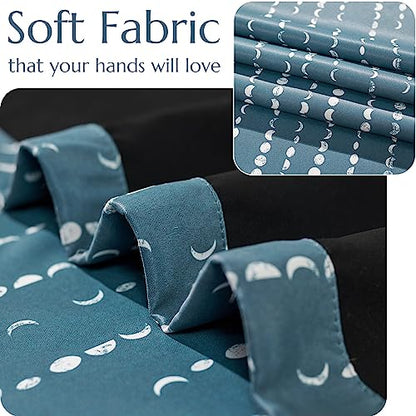 jinchan Boho Blackout Curtains 63 Inch Length Moon Phase Printed Drapes | Blue Farmhouse Curtains for Bedroom Living Room Back Tab Drapes Room Darkening Window Treatments 2 Panels - color: Luna | Blue, size: 52"W x 63"L (Pack of 2)