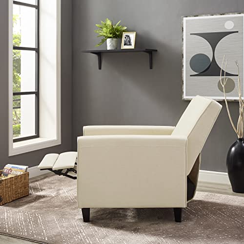 Naomi Home Landon Modern Reclining Accent Chair for Living Room | Recliner Chair with Enhanced Back Support, Wide Seat, Thick Cushioning | Recliner for Small Spaces - color: Cream, style: Recliner