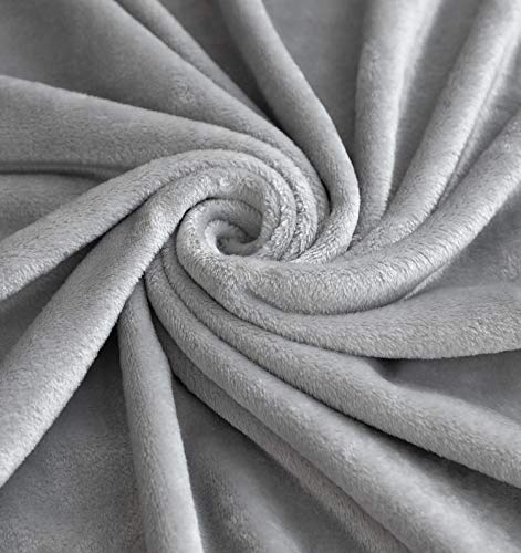 TASTHROW Large Flannel Fleece Throw Blanket, 50×70 Inch - Light Grey | Cozy Lightweight Thick Blanket - All Seasons Suitable for Women, Men and Kids - color: Lightgrey, size: 50"x70"