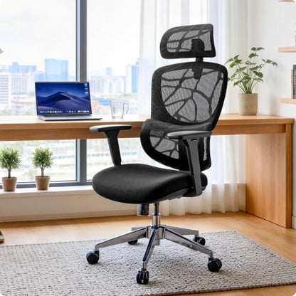 Black Ergonomic Mesh Home Office Chair, Big & Tall Gaming Chair - High-Adjustable Lumbar Support, 4D Armrests, 2D Headrest, 90°~135° Tilting with Lock, Swivel Desk Chairs 600lb Capacity