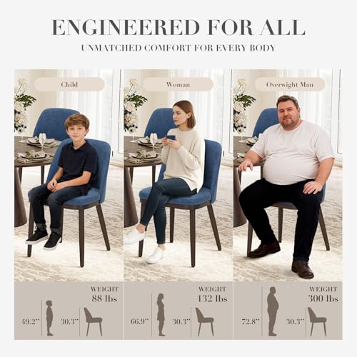 COLAMY Upholstered Dining Chairs Set of 4, Modern Kitchen Chairs with Back, Leather Side Dining Room Chairs with Wood Legs for Kitchen Dining Room Restaurant,Blue - color: Blue, size: Set of 4