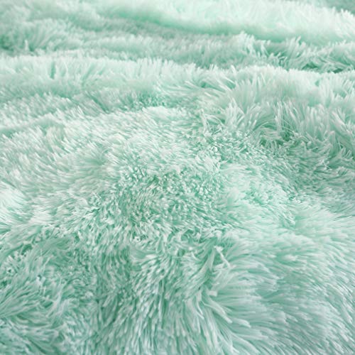 Faux Fur Velvet Fluffy Bedding Duvet Cover Set Down Comforter Quilt Cover with Pillow Sham, Ultra Soft Warm (Twin, Aqua) - color: Aqua, size: Twin