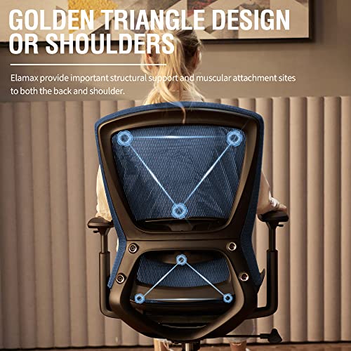 Mesh Office Chair,Ergonomic Computer Desk Chair,Sturdy Task Chair- Adjustable Lumbar Support & Armrests,Tilt Function,Comfort Wide Seat,Swivel Home Office Chair (Blue) - color: Blue