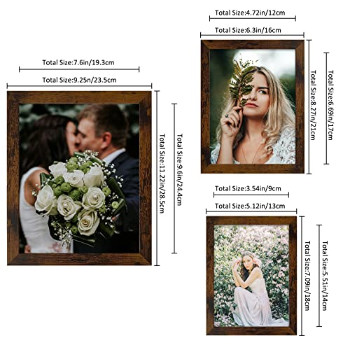 LUCKYLIFE Picture Frame Set 10-Pack, Gallery Wall Frame Collage with 8x10 5x7 4x6 Frames in Yellow Brown Finishes - color: Yellow Brown
