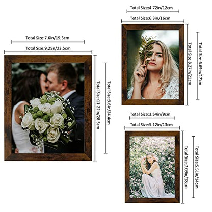LUCKYLIFE Picture Frame Set 10-Pack, Gallery Wall Frame Collage with 8x10 5x7 4x6 Frames in Yellow Brown Finishes - color: Yellow Brown