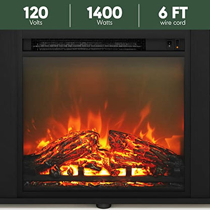 Furinno Classic 70 Inch TV Stand with Fireplace, Americano - color: Americano, size: 70-Inch Classic