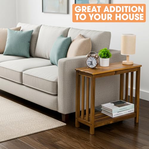 ENKEZI Narrow End Table with Shelf – Slim Side Table, Nightstand for Small Spaces, Bedroom, Living Room, Balcony or Outdoor Use (Minimalist Console) - style: Minimalist Console